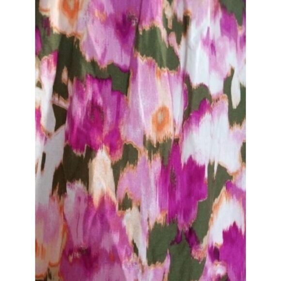 Jones New York Purple/Pink Tie Dye Pasley Linen V-Neck Blouse size Medium - Picture 5 of 7